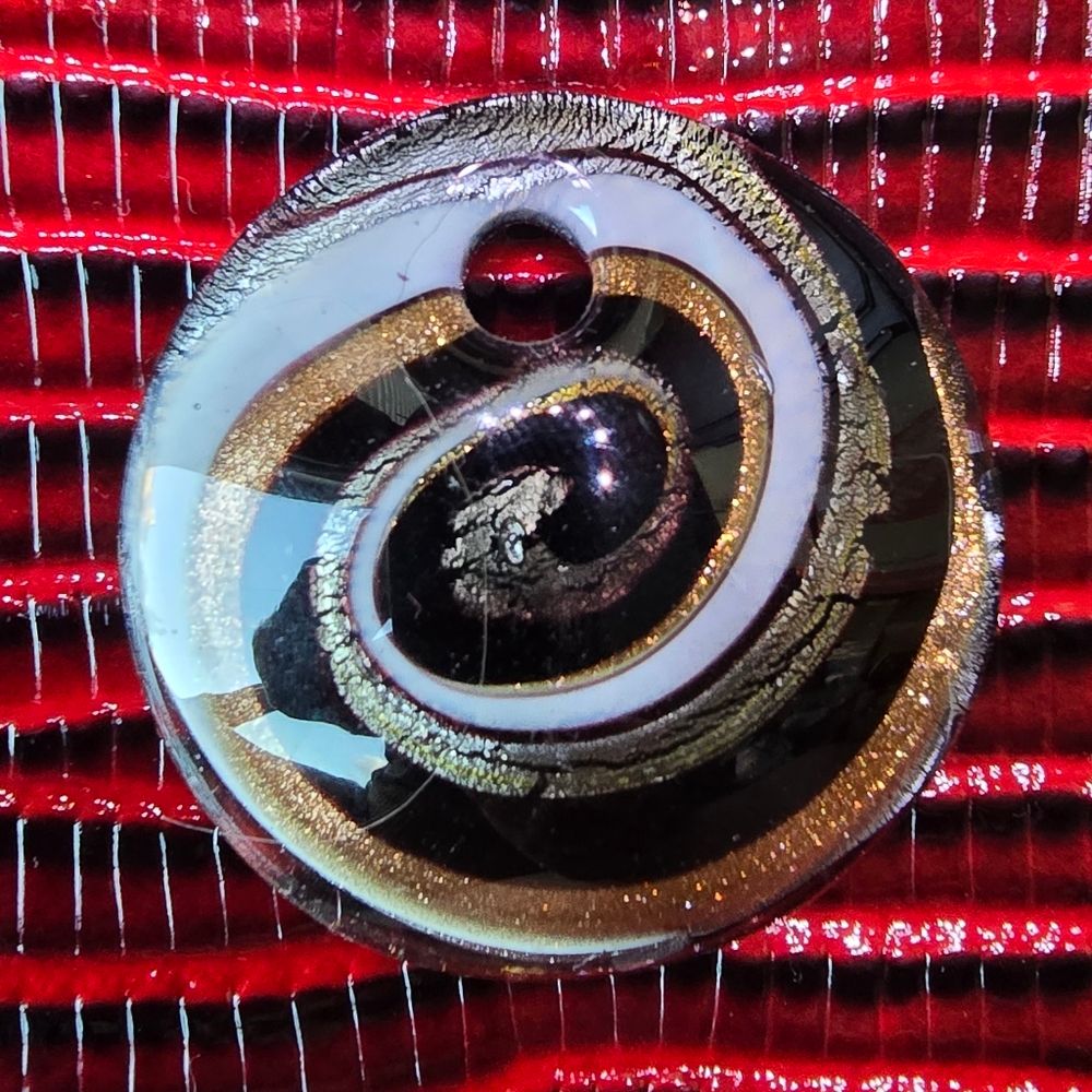 Gold And Black Spiral Pendant Circular Design
